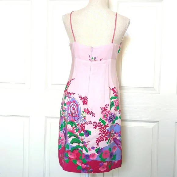 Nanette Lepore Petites Asian Floral Print Pink Silk Dress - Picture 5 of 11